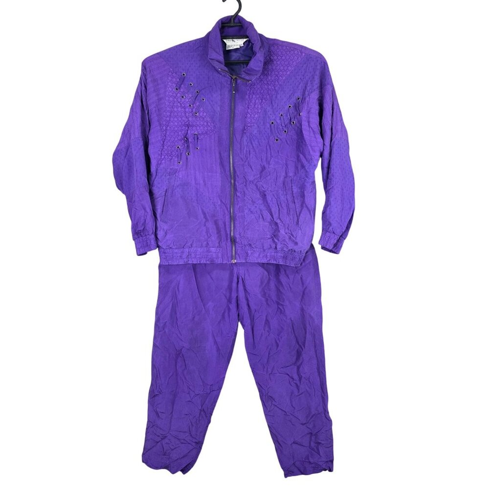 Womens Vintage Great Cavalier by St Paul Purple 100% Silk Tracksuit Set Size S